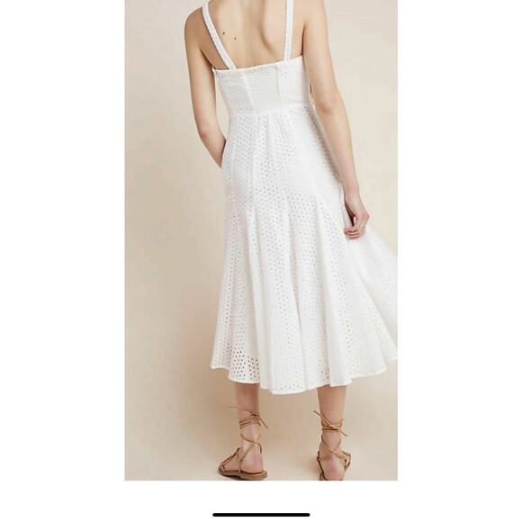 Maeve by Anthropologie Lelia White Eyelet Sleeveless Midi Dress Size 12 - Picture 2 of 12